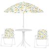 Kids Picnic Table and Chair Set, Outdoor Activity Table with Foldable Chairs, Removable Umbrella for Backyard, White