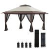 Garden Gazebo Oasis: 13x13ft Netted Pop Up Canopy Tent in Beige