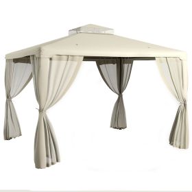 Gazebo 9.6x11.6 with Mosquito Netting Vented Roof Cream White for Outdoor Patio Party