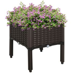 Elevated Garden Bed, Brown Plastic 15x15, Self-Watering with Drainage DIY Kit