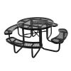 Heavy-Duty Picnic Table, Outdoor Furniture Weather Resistant Patio Dining Set, Coated Steel Tables with Umbrella Hole, 46" Round Table and Bench Set