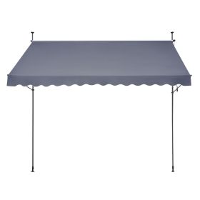 138 x 47" Patio Awning Retractable, Awning Sunshade Shelter with Manual Crank Handle, Outdoor Patio Canopy Sunsetter Deck