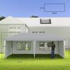 10' x 20' Pop Up Canopy Tent with 4 Sidewalls, Instant Gazebo with Carry Bag for Garden, Patio, White