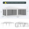 20' x 10' Outdoor Party Tent Gazebo Wedding Canopy with Removable Mesh Sidewalls, White