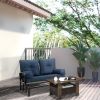 2-Person Glider Bench Blue with Removable Cushions Smooth Motion Sturdy Frame for Patio