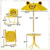 Kids Picnic Table and Chair Set, Outdoor Activity Table with Foldable Chairs, Height Adjustable Umbrella, Yellow