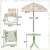 Kids Picnic Table and Chair Set, Outdoor Activity Table with Foldable Chairs, Removable Umbrella for Backyard, Green