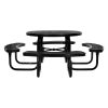 Heavy-Duty Picnic Table, Outdoor Furniture Weather Resistant Patio Dining Set, Coated Steel Tables with Umbrella Hole, 46" Round Table and Bench Set