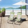 Folding Recliner Set of 2 Adjustable Backrest Outdoor Patio Lounge Chair Green