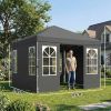 9.6 x 9.6 ft Pop Up Canopy Tent with Sidewalls, One Push Setup, UPF50+ Portable Instant Canopy Shelter, Dark Gray