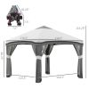 10x10 Pop Up Canopy, Netting, Foldable, Height Adjustable, Carry Bag, 4 Sand Bags, Gray