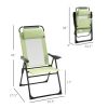 Folding Recliner Set of 2 Adjustable Backrest Outdoor Patio Lounge Chair Green