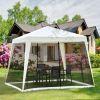 10'x10' Outdoor Canopy Party Tent, Mesh Sidewalls, Beige, Patio Gazebo Sun Shade
