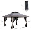 Robust Pop Up Gazebo 13x13 Instant Canopy Shelter 2-Tier Roof Carry Bag Gray Garden Leisure