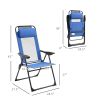 Portable Folding Recliner Set of 2 Outdoor Patio Chaise Lounge Chair Adjustable Backrest Blue