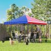 10 x 10 ft Pop Up Canopy Tent with One Push Setup, Outdoor Portable Instant Canopy Shelter w/ Roller Bag, American Flag