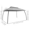 10x13ft Covered Gazebo with Netting Side Walls and 2 Vented Roof, Patio Gazebo Canopy Shelter, Beige