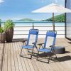 Portable Folding Recliner Set of 2 Outdoor Patio Chaise Lounge Chair Adjustable Backrest Blue