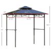 8' x 5' BBQ Gazebo, Outdoor BBQ Canopy with 2 Side Shelves, and Double Layer PC Roof, UV/Rain Resistant, Sturdy Frame, Brown