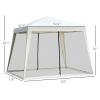 10'x10' Outdoor Canopy Party Tent, Mesh Sidewalls, Beige, Patio Gazebo Sun Shade