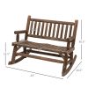 Sturdy Rocking Loveseat: Wooden Log Design, Wide Curved Walnut Seats for Backyard Relaxation