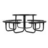 Heavy-Duty Picnic Table, Outdoor Furniture Weather Resistant Patio Dining Set, Coated Steel Tables with Umbrella Hole, 46" Round Table and Bench Set