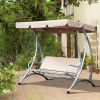 Outdoor Swing Chair Bench with Stand and Adjustable Canopy Porch Swing for Patio Garden