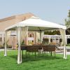9 6x9 6 Gazebo with Sides 2 Tier Vented Roof Netting Drainage Holes Mosquito Netting for Patio Party Cream White