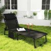 Reclining Chaise Lounge Chair, Portable Sun Lounger, Folding Camping Cot with Adjustable Backrest and Removable Pillow, for Patio, Garden, Beach