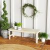 2-Seat Wood Garden Bench, Patio Bench Outdoor Bench with Slatted Seat, Backless Front Porch Bench for Park, Garden, Poolside, Deck, Nature Wood