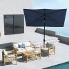 6.6x10ft Rectangular Umbrella: Blue Patio Shade with Crank & Tilt