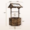 Wooden Wishing Well Planter, Raised Garden Bed with Galvanized Canopy, Hexagon Raised Flower Bed for Garden, Tan