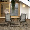 Portable Folding Camp Chairs with Armrests for Patio & Beach in Gray
