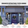 138 x 47" Patio Awning Retractable, Awning Sunshade Shelter with Manual Crank Handle, Outdoor Patio Canopy Sunsetter Deck