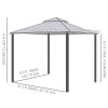 Patio Gazebo 10x12, Gray, 2-Tier Roof, Netting, Steel Frame, Outdoor Shelter