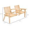 Garden Loveseat with Umbrella Hole Middle Table Natural Wood Tone