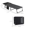 Reclining Chaise Lounge Chair, Portable Sun Lounger, Folding Camping Cot with Adjustable Backrest and Removable Pillow, for Patio, Garden, Beach