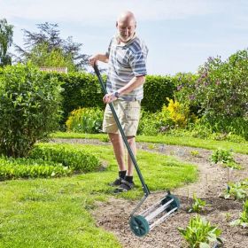 18 Inch Rolling Lawn Aerator With Anti-slip Handle And Tine Spikes (Option: Green)