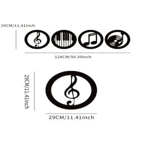 CIFbuy Vintage Music Themed 4 Piece Wall Art Decor Set Elegant Black Iron Frame Gift For Music Lovers (TikTok, Temu Pick-up Service) (Option: Defaulttitle)