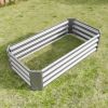 4Ã—2Ã—1ft  Galvanized Metal Raised Garden Bed, Planter Box Rectangle Raised Planter for Flowers Plants, Vegetables Herb Silver
